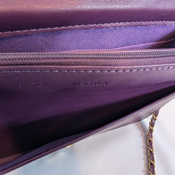 Badgley Mischka Diamond Quilted Purple Crossbody Bag with Gold Chain Strap NWT - Picture 11 of 15
